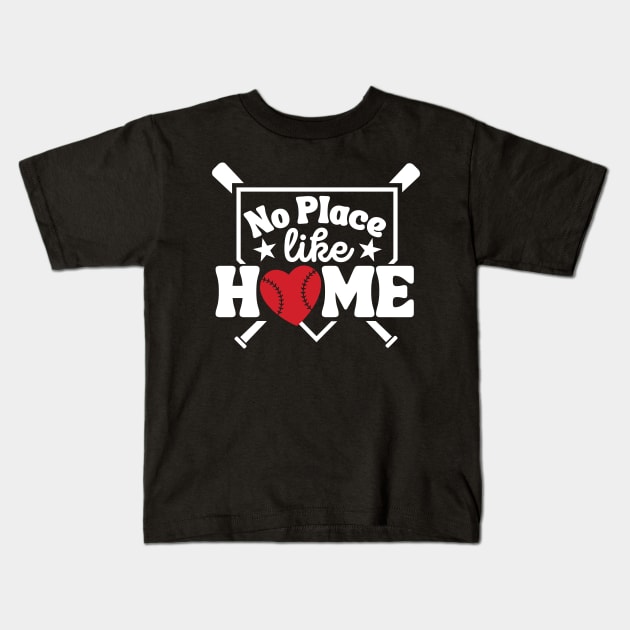 No Place Like Home Baseball Lover Home Plate Kids T-Shirt by DetourShirts
